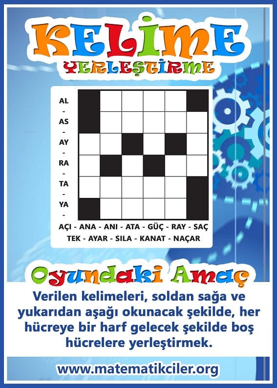 Kelime Yerleştirme Nedir? Nasıl Oynanır? (Kelime Yerleştirme Afişi