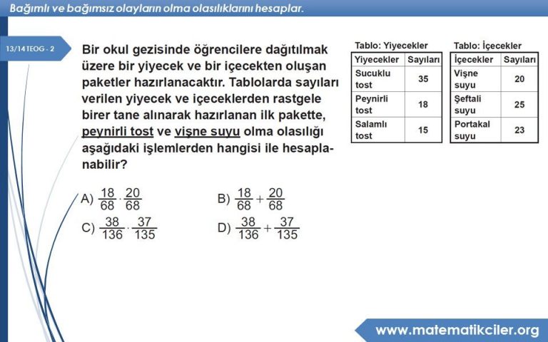 TEOG'da Çıkan Olasılık Soruları | Matematikciler.com