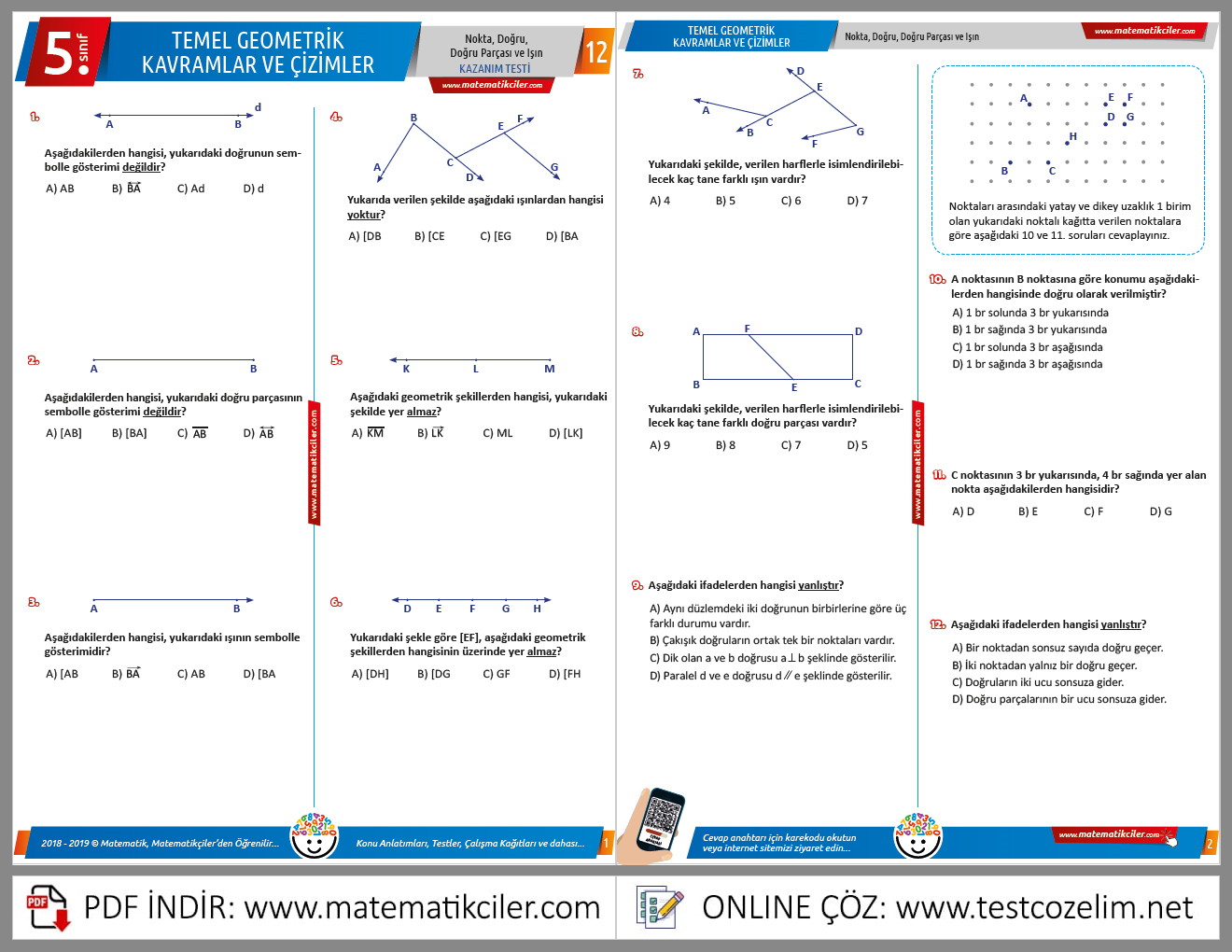 5 sınıf matematik doğru doğru parçası ışın soruları