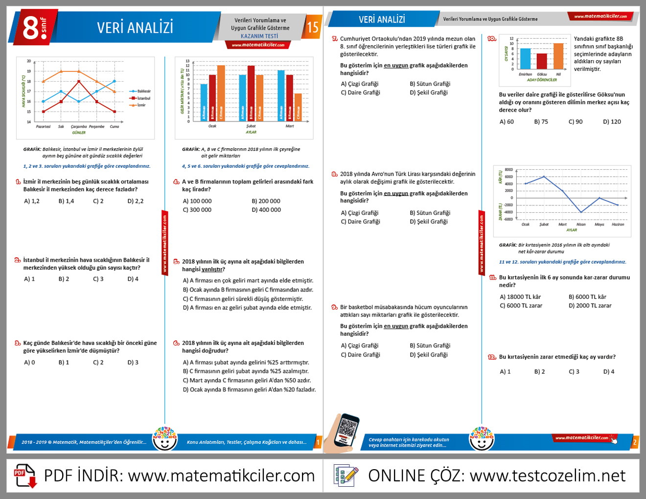 8 Sinif Veri Analizi Testi Pdf Indir Matematikciler Com